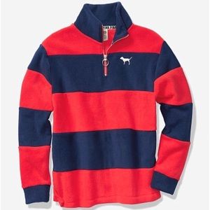 Brand-New PINK Red/Navy Half-Zip Polar Fleece